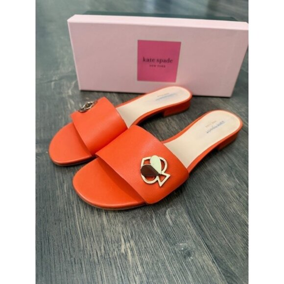 kate spade new york Shoes - Kate Spade New York Ferry Slides Sandals Juicy Orange Leather Size 8 M Shoes NIB